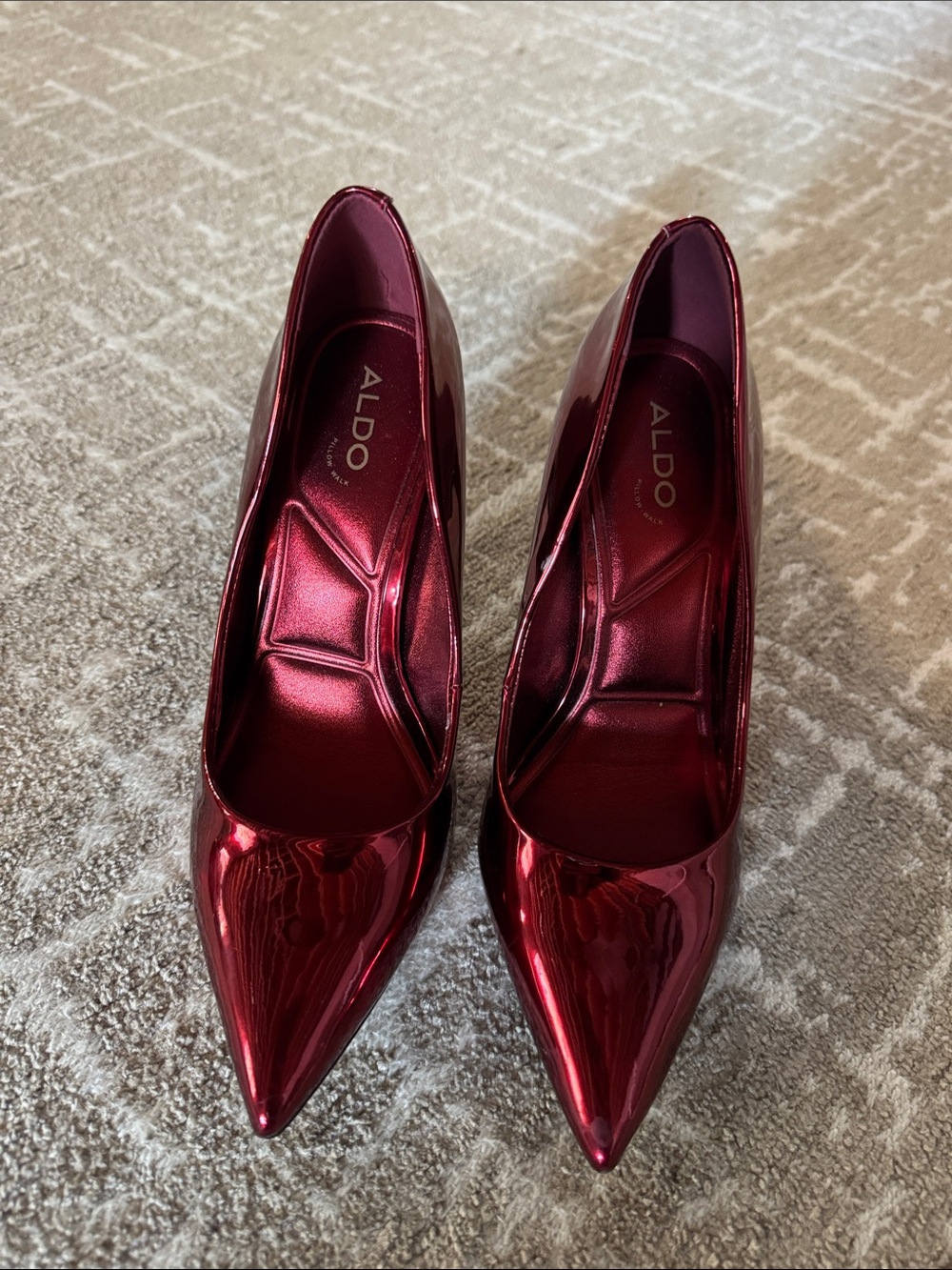 ALDO Metallic Cherry-Red Pointed Toe Pumps